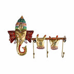 Divine Metal Ganesha Wall Art with Key Holder – Spiritual Home & Office Decoration