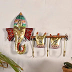 Divine Metal Ganesha Wall Art with Key Holder – Spiritual Home & Office Decoration