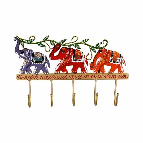 Elegant Elephant Metal Key Holder – Handcrafted Wall Mounted Home Decor Accent