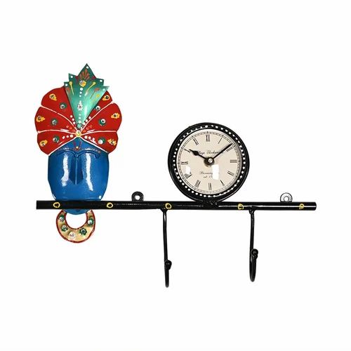 Divine Metal Krishna Clock Key Holder – Artistic Wall Decor for Home & Office