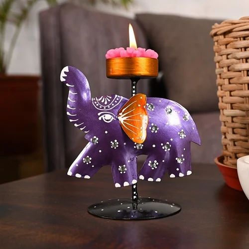 Rajasthani Metal Elephant Candle Holder | Ethnic Home Décor Accent