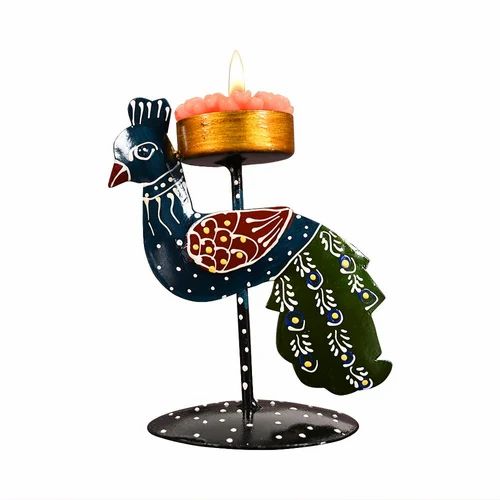 Peacock Design Metal T-Light Stand – Perfect for Home Decoration & Festive Gifting