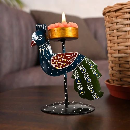 Peacock Design Metal T-Light Stand – Perfect for Home Decoration & Festive Gifting