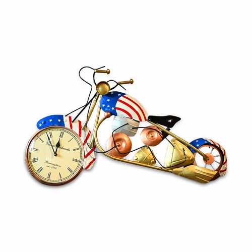 Retro American Bike Showpiece with Clock – Unique Metal Home Decor