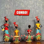 Handcrafted Rajasthani Musician Figurines Metal Showpiece Set of 4