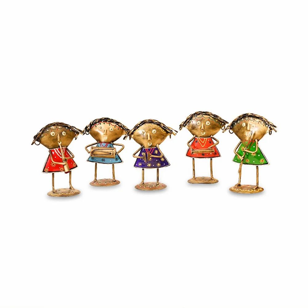 Metal Adiwasi Doll Musician Set | Handcrafted Tribal Musician Figurines for Home & Office Decoration