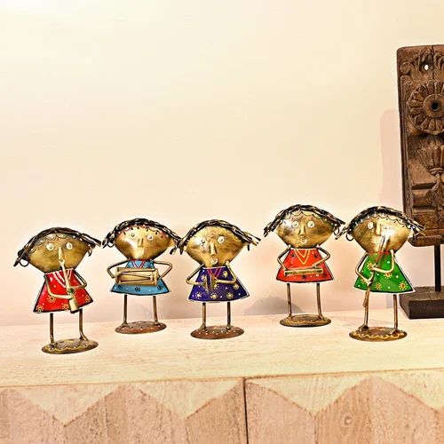 Metal Adiwasi Doll Musician Set – Handcrafted Tribal Figurines for Home & Office Decoration