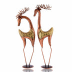 Metal 2 Deer Set | Handmade Decorative Deer Sculptures for Living Room, Table & Shelf Décor | Premium Artistic Metal Craft Gift Item