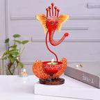 Handmade Ganesh T Lite Candle Holder | Artistic Metal Ganesha Tea Light Stand for Home Decor & Gifts