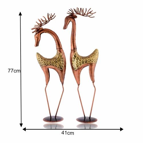 Premium Metal 2 Deer Showpiece Set – Artistic Handmade Decor Gift for Home & Office