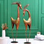 Premium Metal 2 Deer Showpiece Set – Artistic Handmade Decor Gift for Home & Office