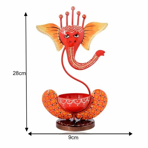 Handcrafted Ganesh Tea Light Holder – Decorative Metal Candle Stand for Home & Festive Gifts