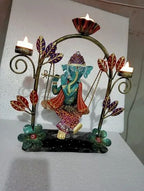 Handcrafted Metal Jhula Ganesh Ji T-Light Stand – Elegant Showpiece for Home & Temple