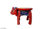 Handcrafted Wooden Elephant Stool – Decorative Painted Showpiece