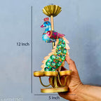 Elegant Rajasthani Peacock Tea Light Holder Stand (Set of 2)