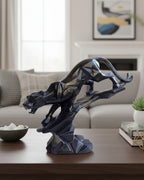Black Panther Sculpture - Geometric Art Piece Featuring a Majestic Big Cat