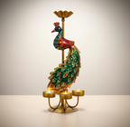 Elegant Rajasthani Peacock Tea Light Holder Stand (Set of 2)