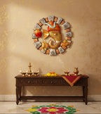 Handmade Metal Laddu Ganesha – Spiritual Wall Hanging for Home Decor
