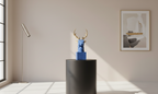 Blue Deer Head Sculpture with Gold Antlers - Modern Home Decor - Unique Gift Idea