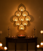 Rustic Leaf Glow: Handcrafted Iron Tealight Holder Wall Decor