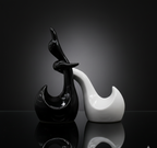 Black & White Swan Sculpture Duo - Elegant Modern Decor Accent