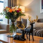 Elegant Black Deer Statues with Golden Antlers - Perfect Home Decor for Modern Living Spaces