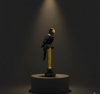 Elegant Black Parrot Sculpture with Gold Accents - Unique Home Decor Piece