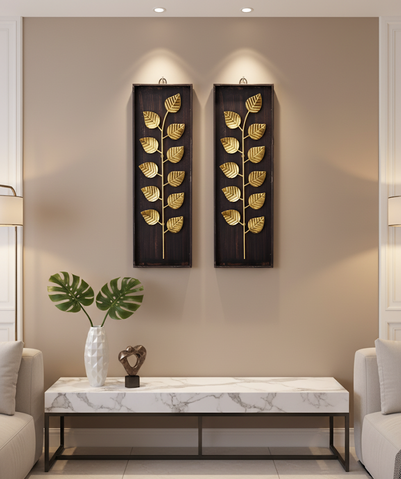 Gold Leaf Design Metal Wall Art Set