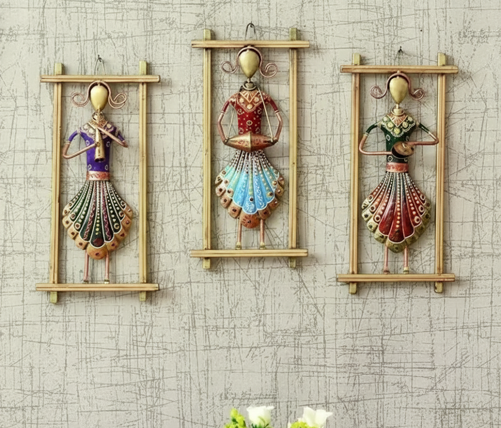 Handcrafted Metal Wall Art Set of 3 – Oversized Decorative Panels