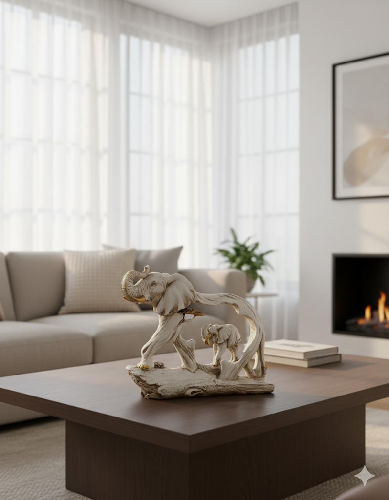 Artistic Resin Elephant Sculpture - Elegant Elephant Figurine for Home & Office Decor