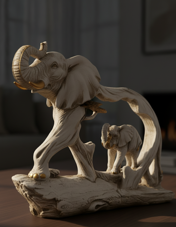 Artistic Resin Elephant Sculpture - Elegant Elephant Figurine for Home & Office Decor