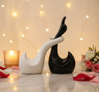 Black & White Swan Sculpture Duo - Elegant Modern Decor Accent