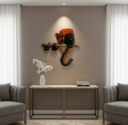 Handmade Iron Ganesh Wall Hanging Playing Flute