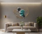 Modern Metal Wall Art with Teal and Gold Leaf Design – Elegant Home Decor