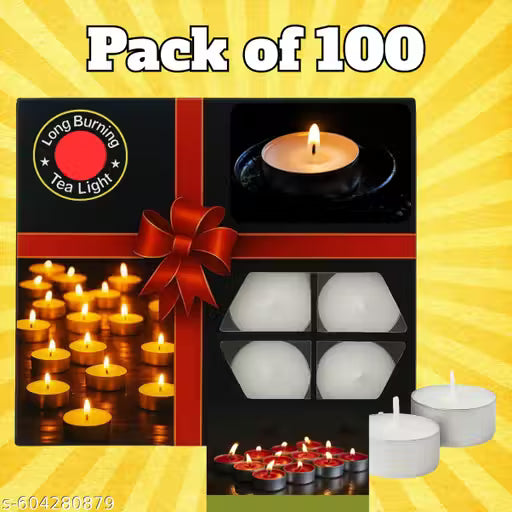 100 Unscented Long-Burning Tealight Candles – Pure Wax
