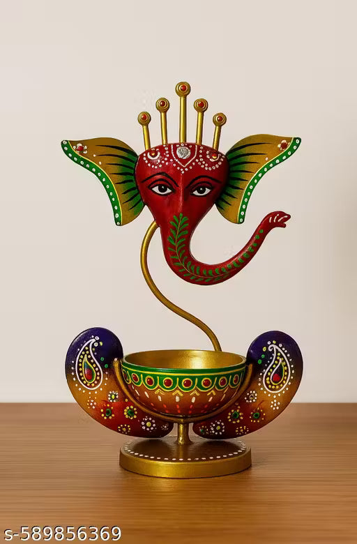 Handcrafted Metal Ganesha Tea Light Holder